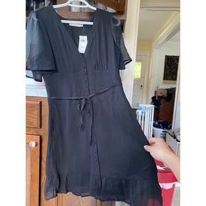Abercrombie & Fitch Ruffle Hem Mini Dress Black